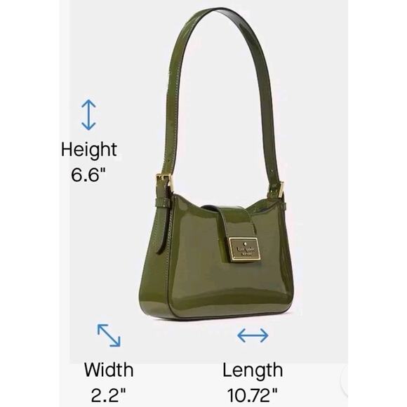 KATE SPADE Reegan Patent Green with Gold Accents NEW Small Shoulder Bag NWT - Picture 7 of 12